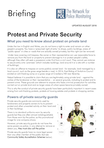 Netpol Briefing: Protest and Private Security