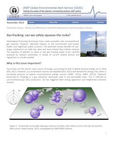 UNEP fracking Alert can we safely squeeze the rocks_